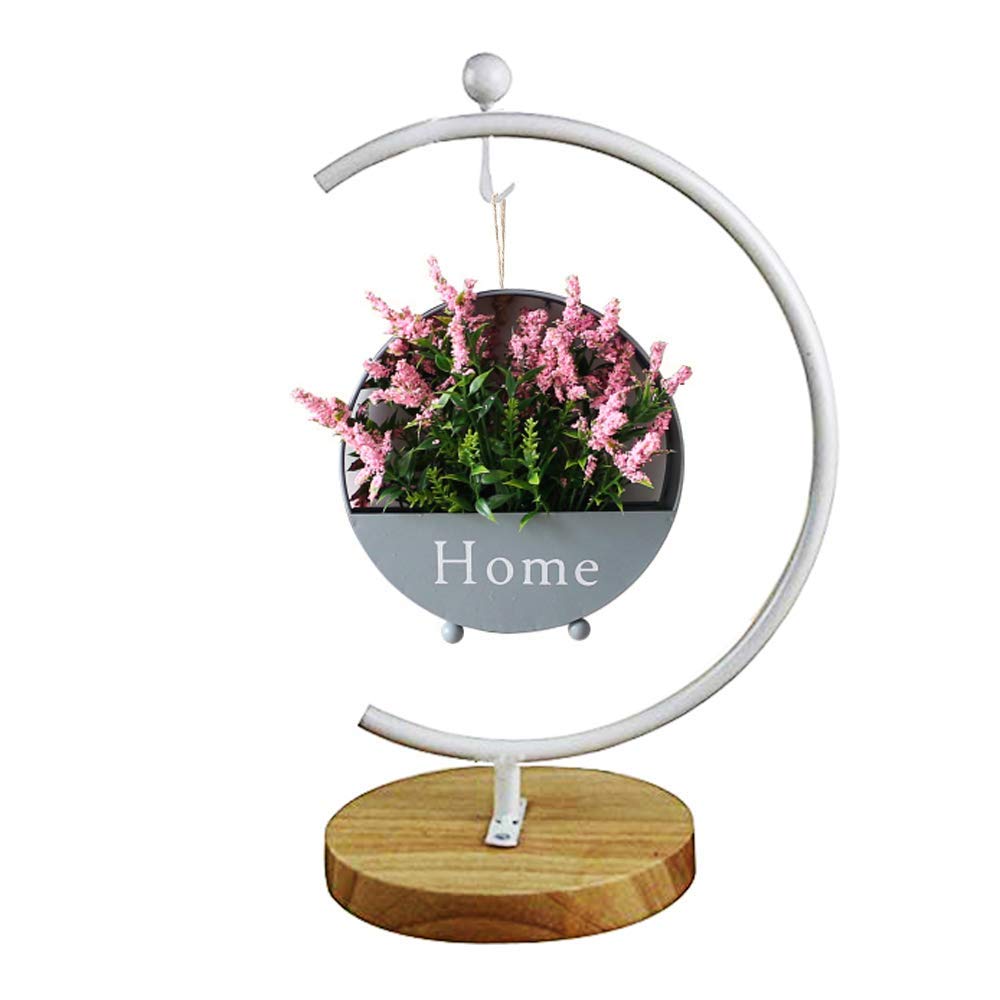 Archi G-Shaped Ornament Display Stand Iron Pothook Stand for Hanging Glass Terrarium/Picture with Wood Base(G Shape-White)