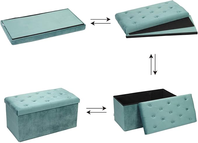 B FSOBEIIALEO Folding Storage Ottoman, Long Ottomans Shoes Bench, Velvet