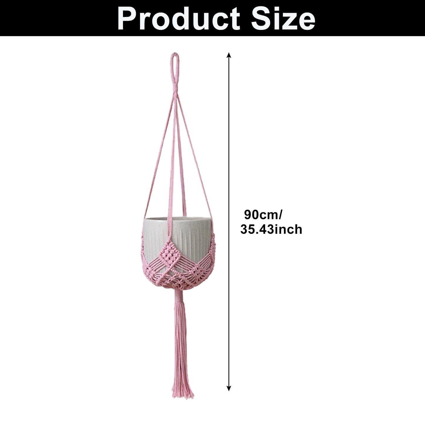 verkelly 2 Pack Macrame Hanging Planters with Patterns - Stylish Plant Hangers Crochet Boho Plant Holder Hanging Plant Basket for Up to 6 Inch Pots(Pink)