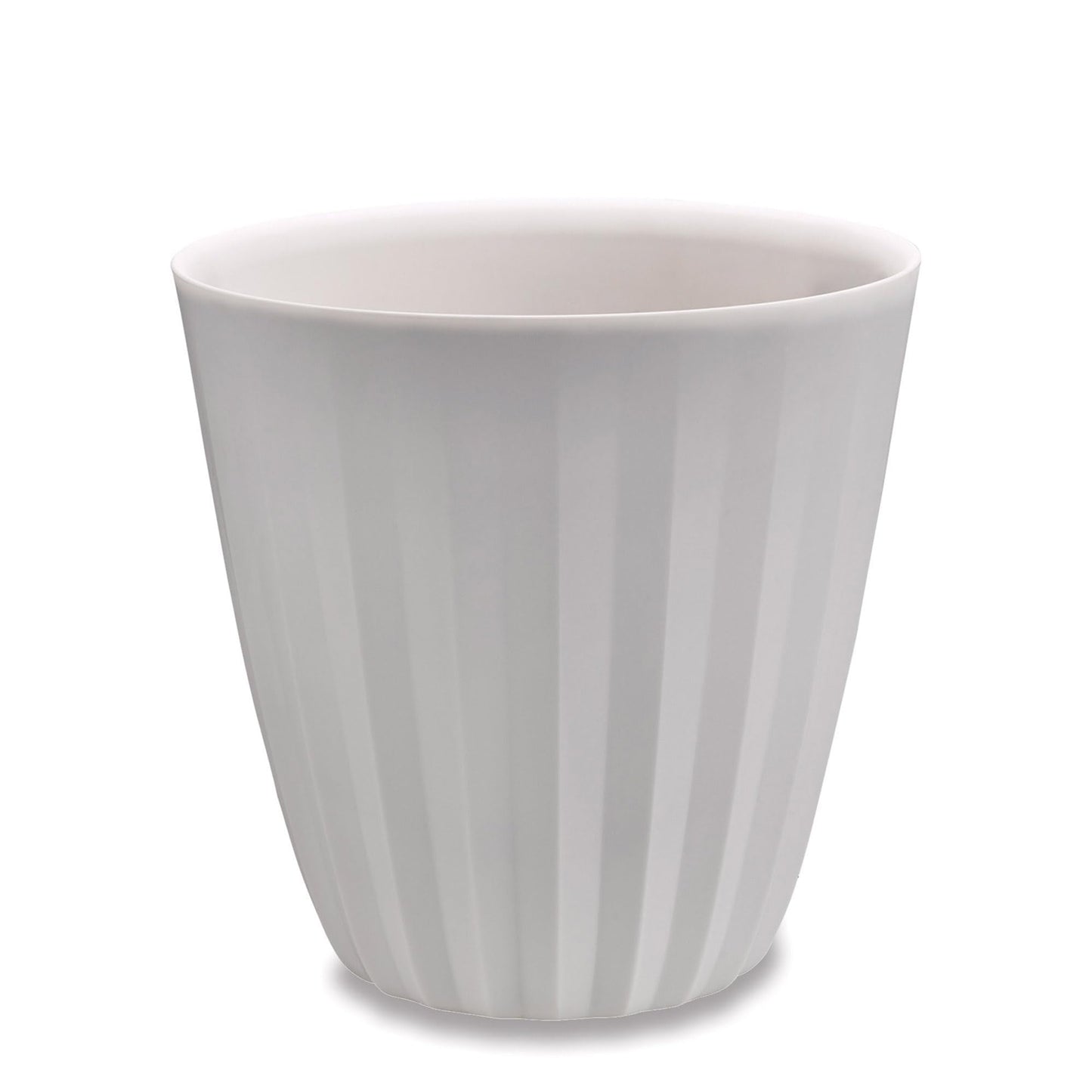 Crescent Garden Pleat Modern Decorative Planter, Indoor/Outdoor Pot, Resin Planter with Drain Hole - 15" W x 15" H (Cloud White)