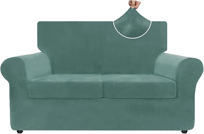 ZNSAYOTX Luxury Velvet Sofa Cover 3 Piece Stretch Loveseat Covers