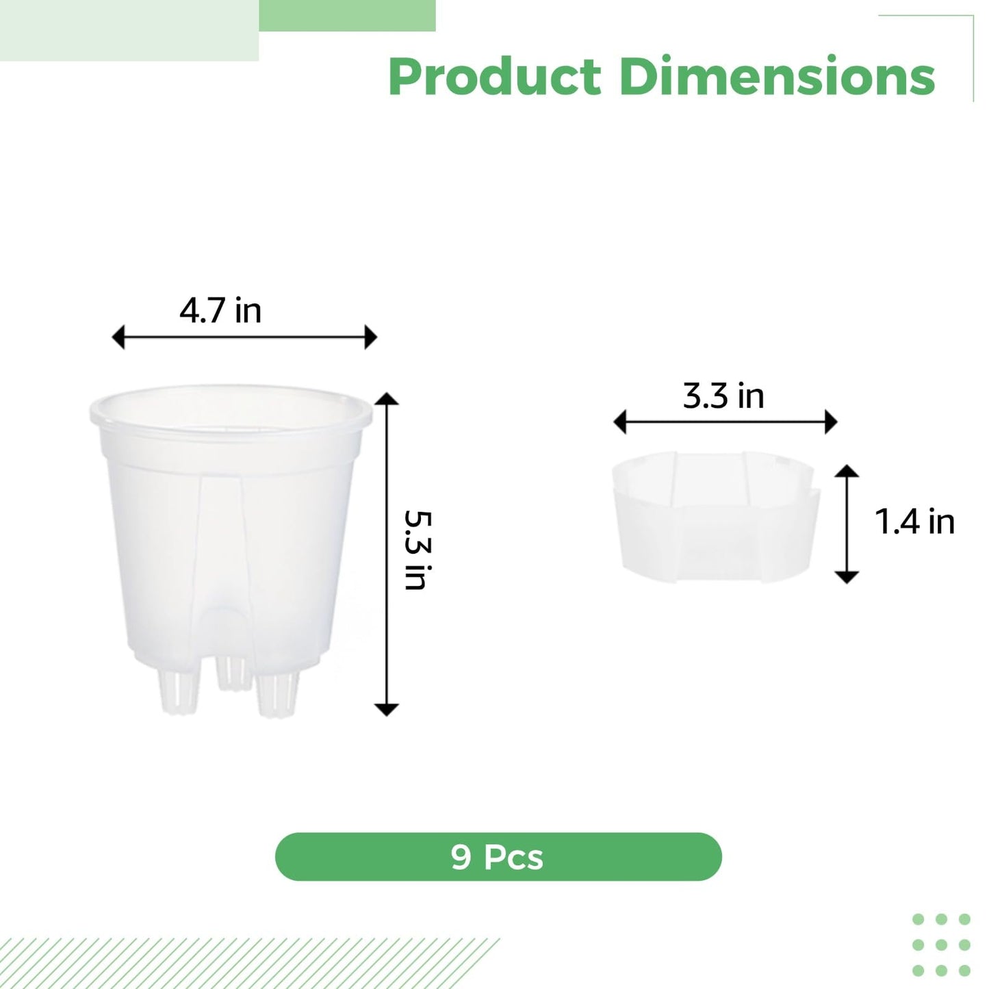 OMISTAR 9 PCS Self-Watering Pot with Reservoir, Clear Plastic Plant Pots with Air and Drainage Holes, Indoor and Outdoor Flower Planters for Home Office, Healthy Root Growth