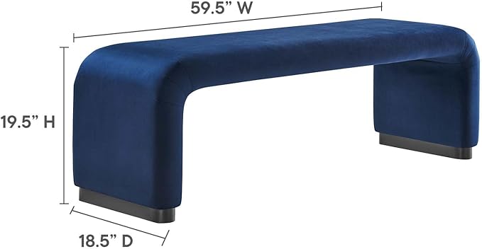 Modway EEI-6734-BLK-MID Koda Performance Velvet Waterfall Long Bench