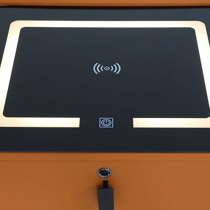 Smart Nightstand with Charging Station, Adjustable LED, USB Ports, Fingerprint