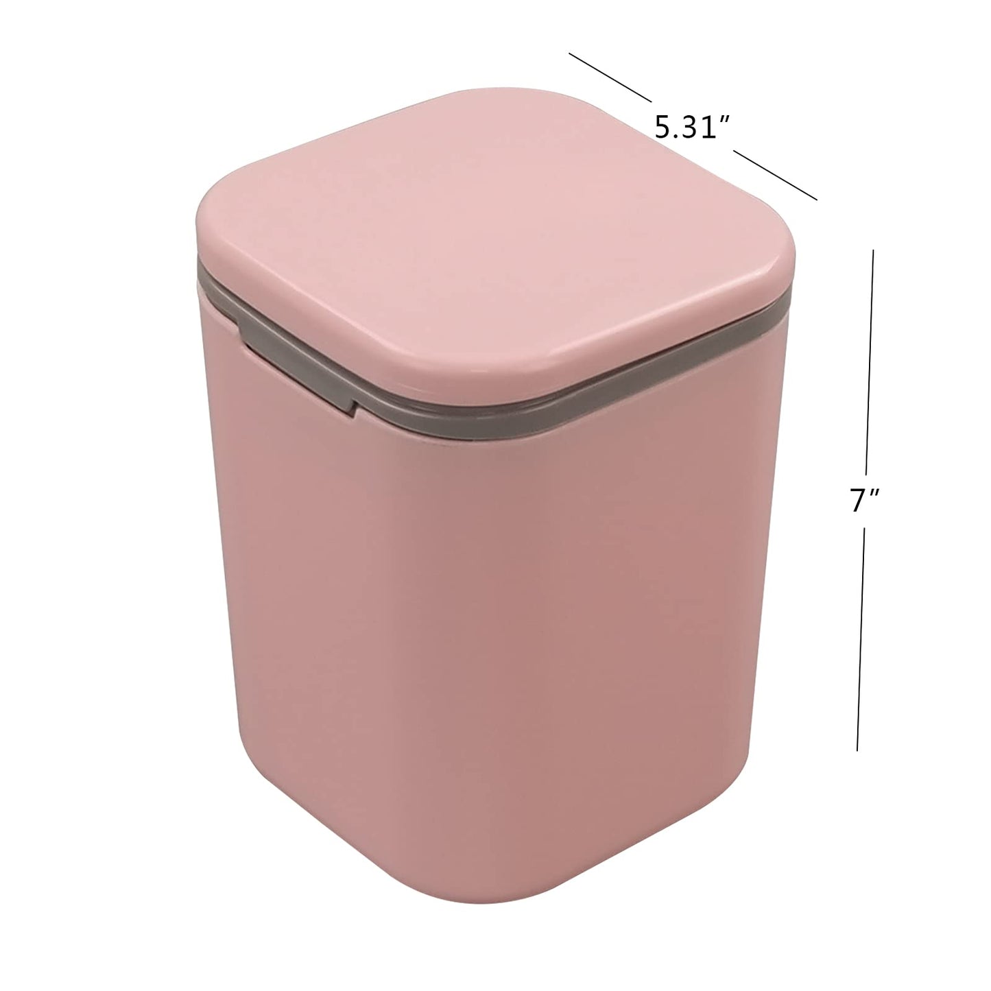 Morcte 0.5 Gallon Tiny Trash Can, Mini Desktop Garbage Can with Push Button Lid, Pink