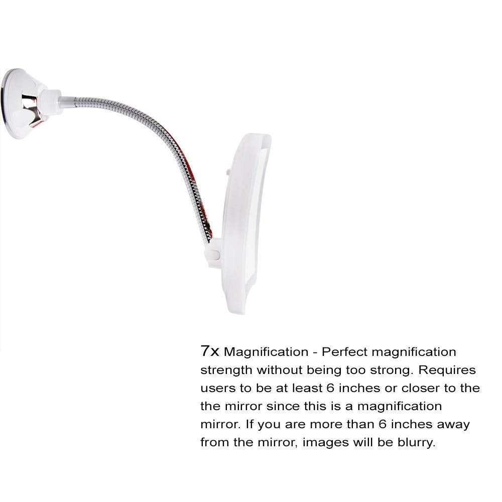 SunplusTrade Makeup Mirror with LED Lights and Magnification, Portable Cordless Design Suction Cup Mirror for Home and Travel with Flexible Gooseneck to Adjust to Any Position Easily