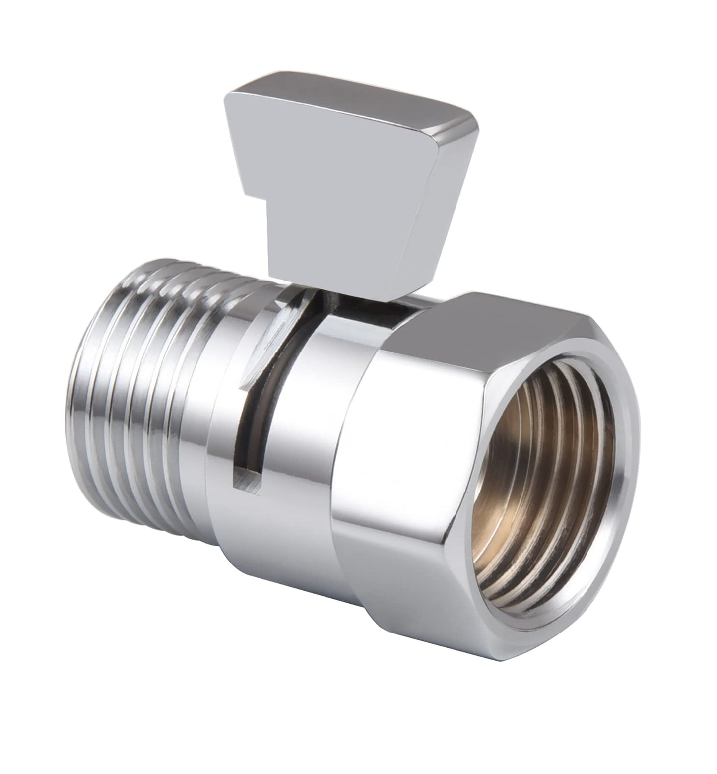 Hsmhose Shower Shut Off Valve, Shower Flow Control Valve,Soild Brass Flow Pressure Regulator for Handheld Shower Head G1/2 Chrome
