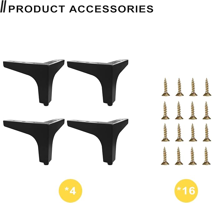 AODIOU Furniture Legs Metal Feet: Cabinet Legs 4 Inch Triangle Feet Replacement
