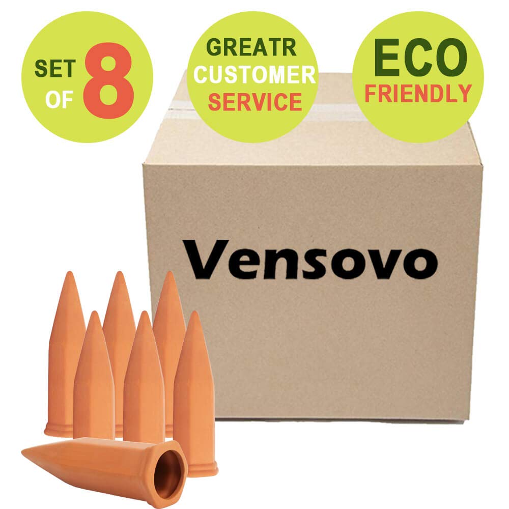 vensovo 8pcs Terracotta Watering Spikes - Automatic Self Watering Stakes, Plant Watering Devices for Wine Bottles Recycled Bottles, Clay Plant Garden Waterers for Vacations