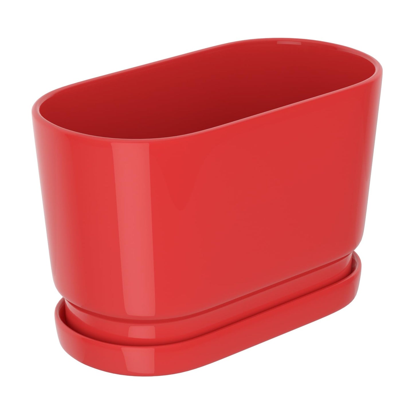 XiHuaer 8.9x4.5x5.3 Inch Ceramic Planter with Drainage Hole and Saucer, Indoor Outdoor Plant Pot for Plants, Red