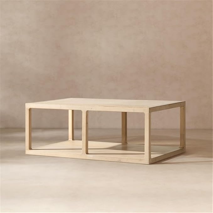 Pemberly Row 48" Open Frame Coffee Table, Reclaimed Pine Wood, Light Natural
