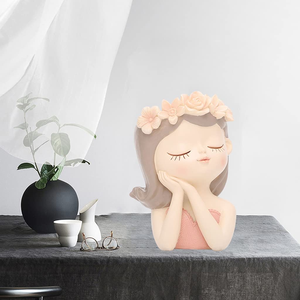 Easnea Girl Head Face Plant Pots Elegant Women Bust Flower Vases Succulent Cactus Planter Pots Indoor Living Room Home Office Desktop Decor - 8x7x11cm 8x7x11cm