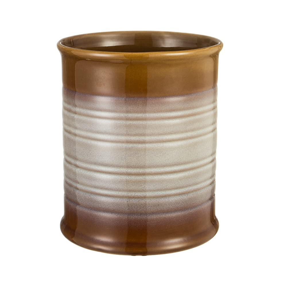 Nihow Ceramic Utensil Holder for Kitchen Counter, 7.2", Brown