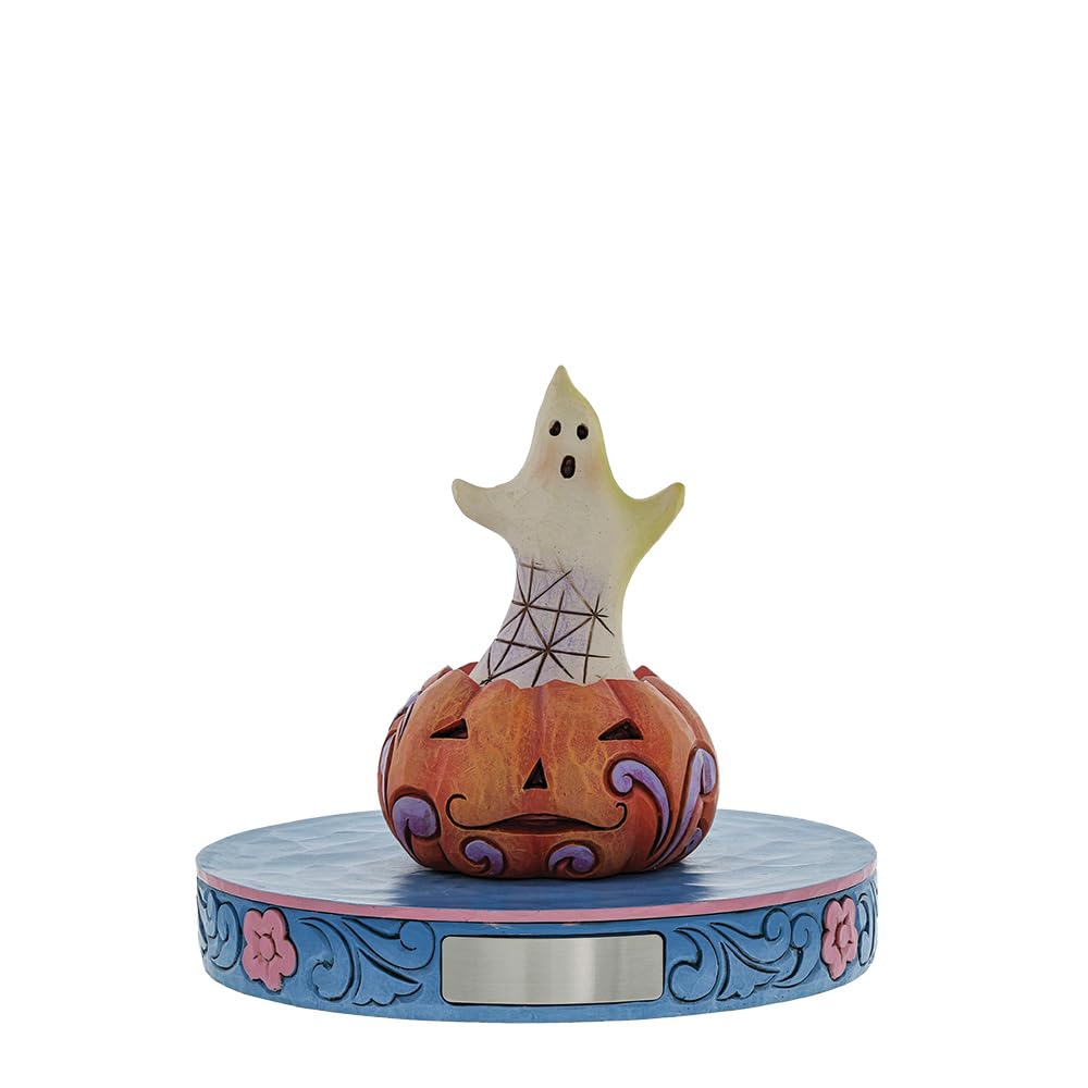 Enesco Jim Shore Heartwood Creek Ghost in Pumpkin Miniature Figurine, 3.94 Inch, Multicolor