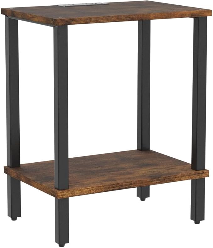 TUTOTAK End Table with Charging Station, Side Table with USB Ports and Outlets