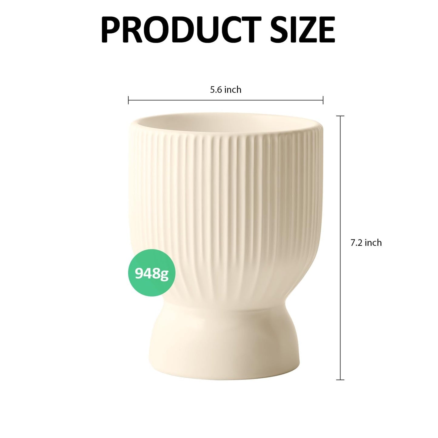 OXART 5.6 Inch Plant Pot, Ceramic Planters for Indoor Plants, Large Indoor Plant Pot with Drainage Holes, Flower Pots, Decorative Pots for Flowers & Herbs, Yellow