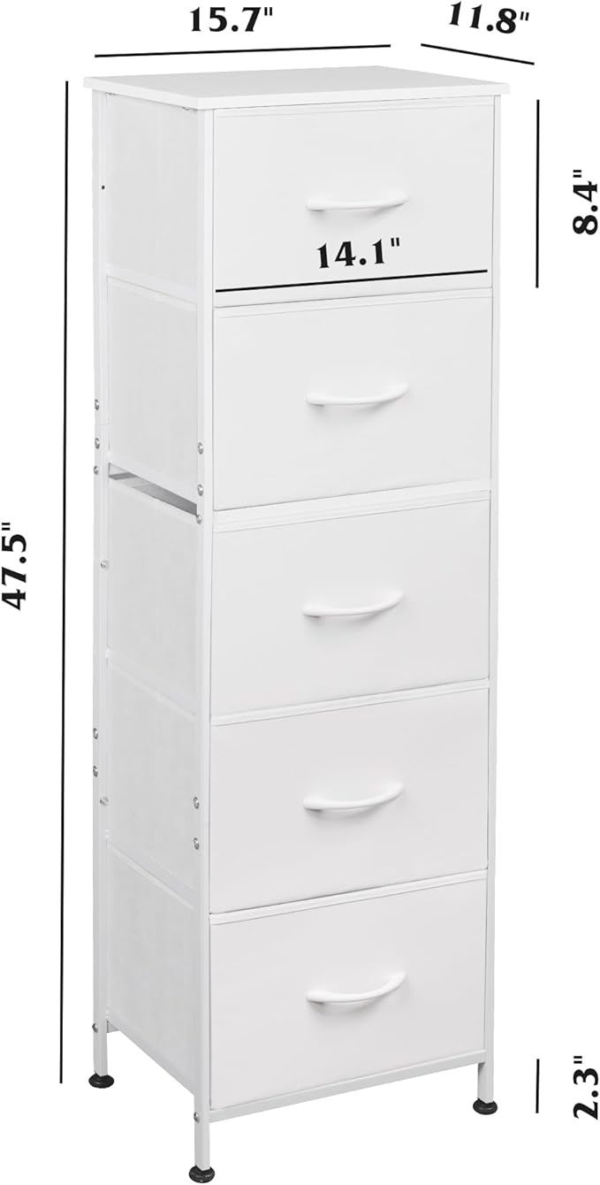 WLIVE Fabric Dresser, 5-Drawer Tall Dressers