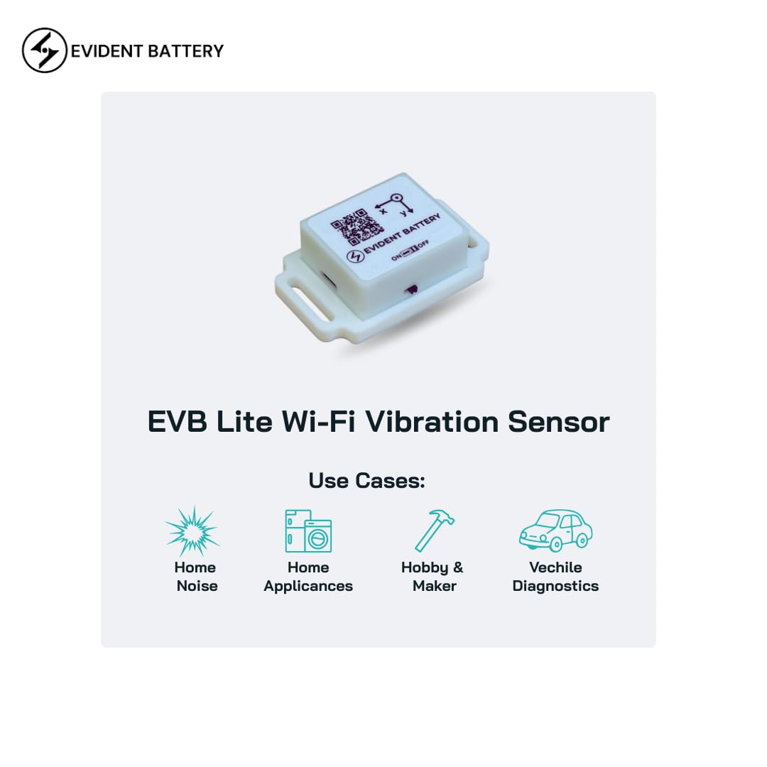 EVB Lite Wi-Fi Vibration Sensor up to 1.6 kHz | 3-Axis Accelerometer | Wi-Fi & AP Mode | Free Device Hub Software | DIY, Hobbyist & Personal Use Motion Sensor