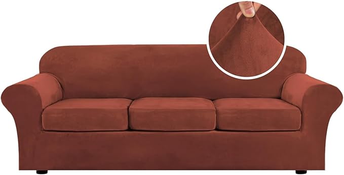 H.VERSAILTEX High Stretch Sofa Slipcover 4 Piece Cover Velvet Furniture