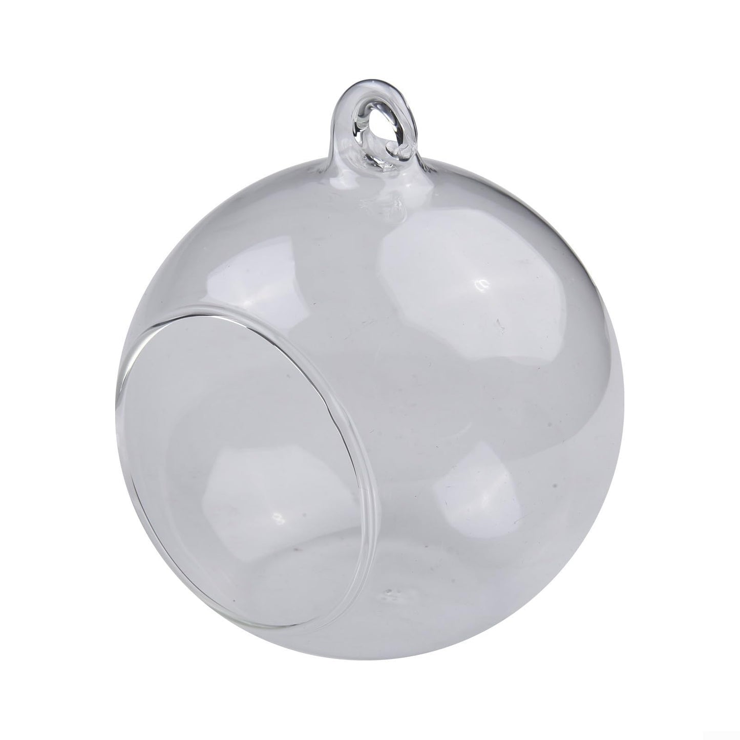 Hanging Glass Ball Vase Clear Borosilicate Terrarium Container With Open Mouth And Flat Bottom For Succulent Plants Air Flowers Home Garden Wedding Party Decoration(10cm)