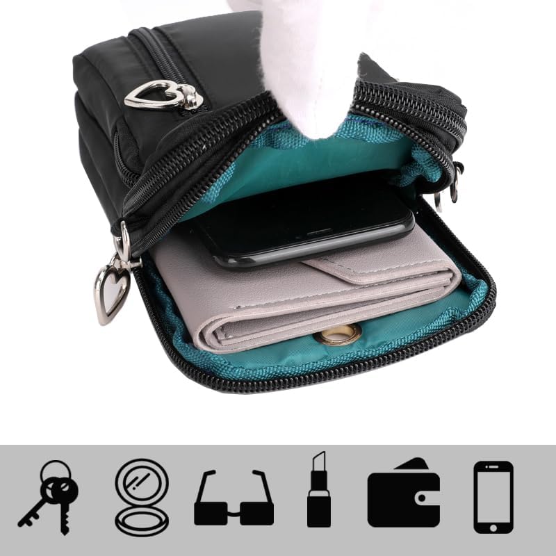 JANKS Small Crossbody Bag for Women - Mini Phone Purses with Crossbody Strap and Wallet - Nylon Arm Bag