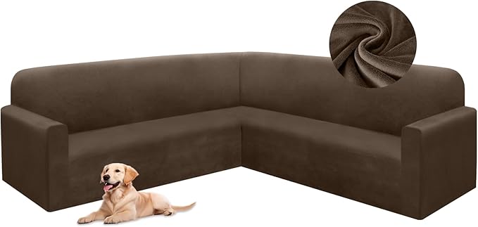 HDCAXKJ Corner Sectional Couch Covers Velvet Stretch L Shape Sofa Cover Soft