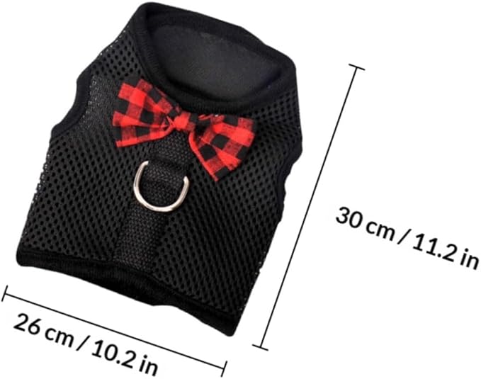 LALAFINA Breathable Mesh Pet Vest Harness Adjustable Chest Strap for Small Animals Rabbits Guinea Pigs Squirrels, Black Medium (Chest 30-34 Cm) Suitable for Outdoor Walking and Training