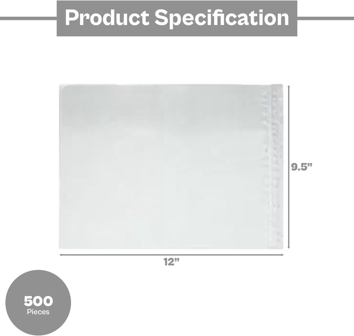 9.5"x 12" Clear Enclosed Packing Envelope Plain Face Usable Dim 9" x 11.5" Front- Clear, Back- White (500 Pack)