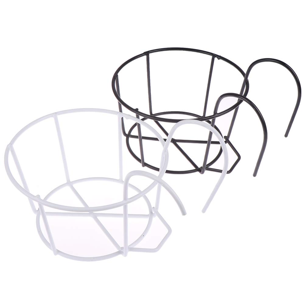1 Pack Hanging Railing Planters Flower Pot Holders Plant Iron Racks Fence Metal Potted Stand Mounted Balcony Round Plant Baskets Shelf Container Box for Indoor and Outdoor Use-White,Garden Steel Pots