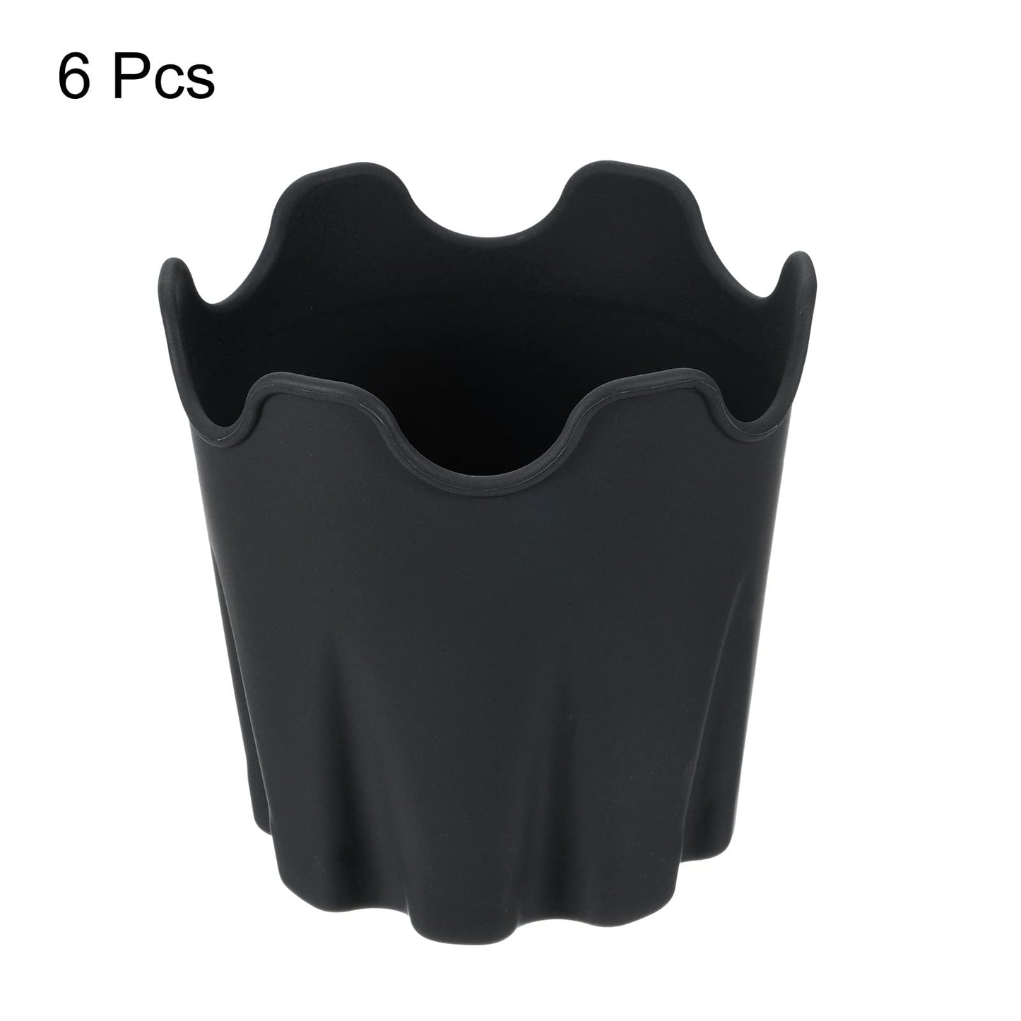PATIKIL Silicone Plant Pot 4", 6 Pack Round Flower Planter Decorative Container for Indoor Outdoor Gardening, Black