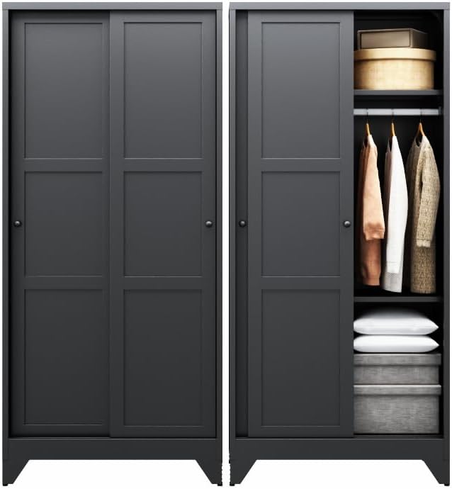 Letaya Armoire Wardrobe Closet, Narrow Slim Coat Closet Cabinet