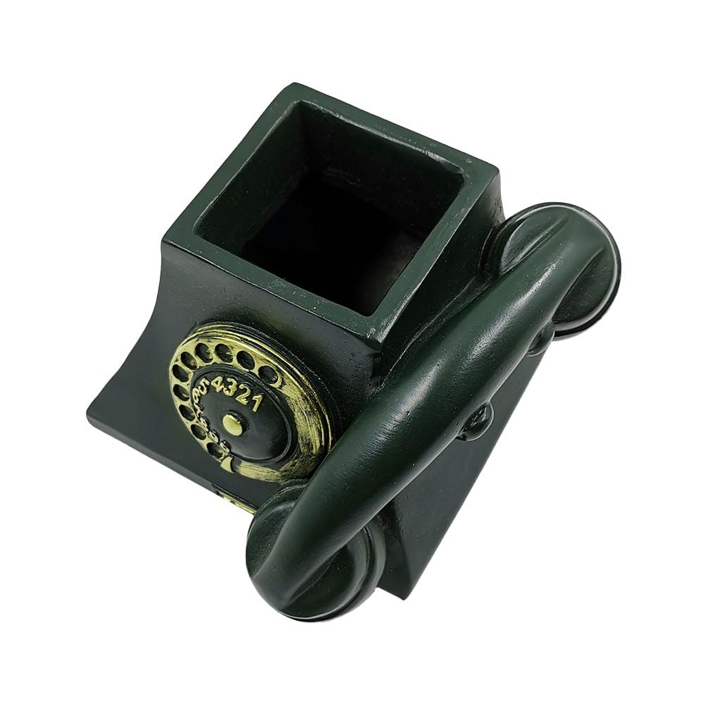 Yardwe Telephone Flower Pot Succulent Flower Pot Planter Resin Plant Pot Retro for Home Office Plants, Green