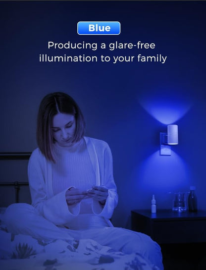 L LOHAS LED Night Light, Blue Night Lights Plug into Wall, Light Sensor, Dimmable Night Light, Calm Blue Nightlights for Home Decor, Party, Holiday, Bedroom, Hallway, Bluey Bathroom Decor, 2 Pack