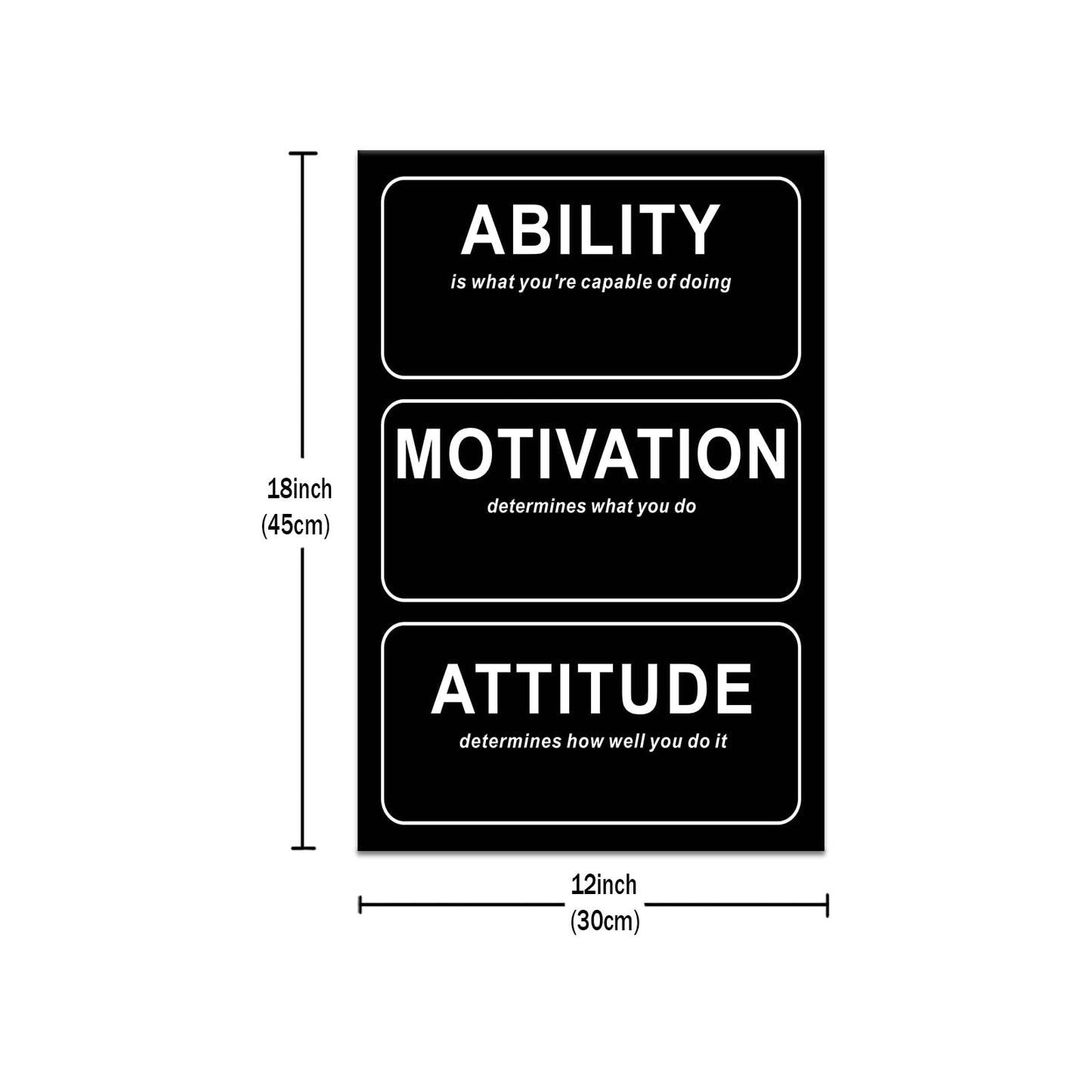 Inspirational Canvas Wall Art Motivational Ability Attitude Motto Picture Poster Inspiring Positive Quotes Painting Print for Gym Living Room Office Wall Decoration Stretched and Framed [12''Wx18''H]