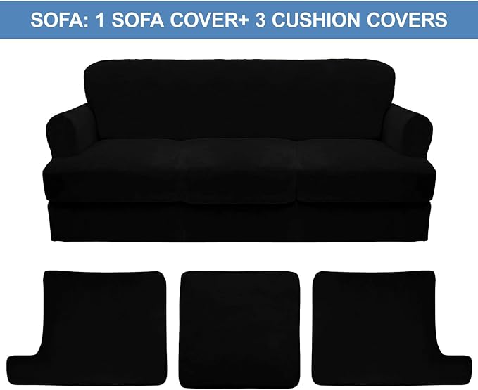 CUCRAF T Cushion Sofa Cover 4 Piece Slipcovers, Soft Thick Velvet Couch Cover