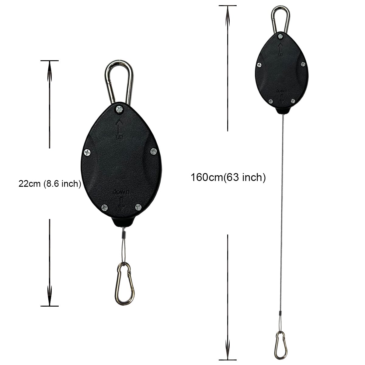 Lythor Retractable Plant Hanger, Set of 2 Plant Hook Pulley with Stainless Steel Rope Reaching to a Length of 63 Inches and Carrying 44 Pounds, Easy for Hanging, Plant Watering or Bird Feeding
