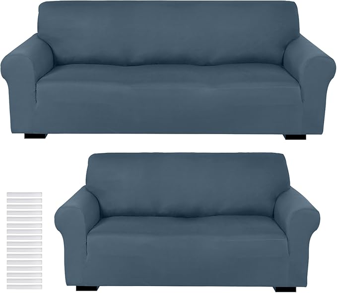 Peryiter 2 Pcs Sofa Covers Couch and Loveseat Covers Set Stretch Sofa Slipcover