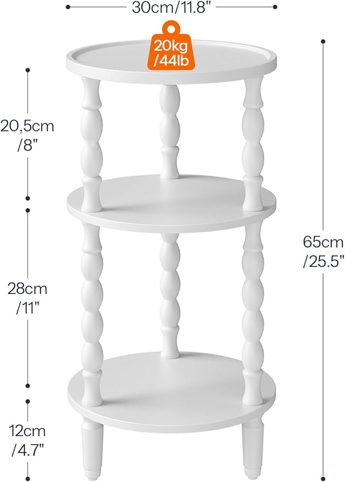 HOOBRO Round Side Table for Small Space, 3-Tier Small Round End Table