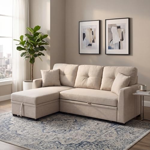 Convertible Sofa Bed, L Shape Sleeper Sofa