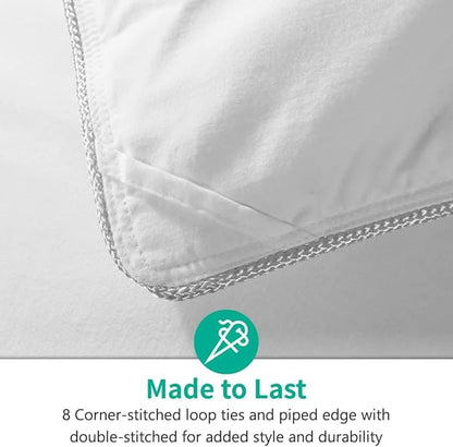 APSMILE Lightweight Down Feather Fibers Comforter Oversized Queen/Full Size, Light Warmth Duvet Insert for Hot Sleepers/Warm Weather -High Fill-Power Hotel Collection Comforter(98x98,White)