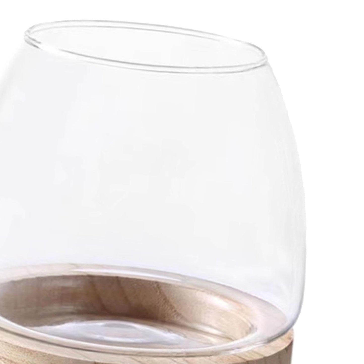 FQRDKT Glass Plant Holder with Wooden Base for Indoor Office Use, Large