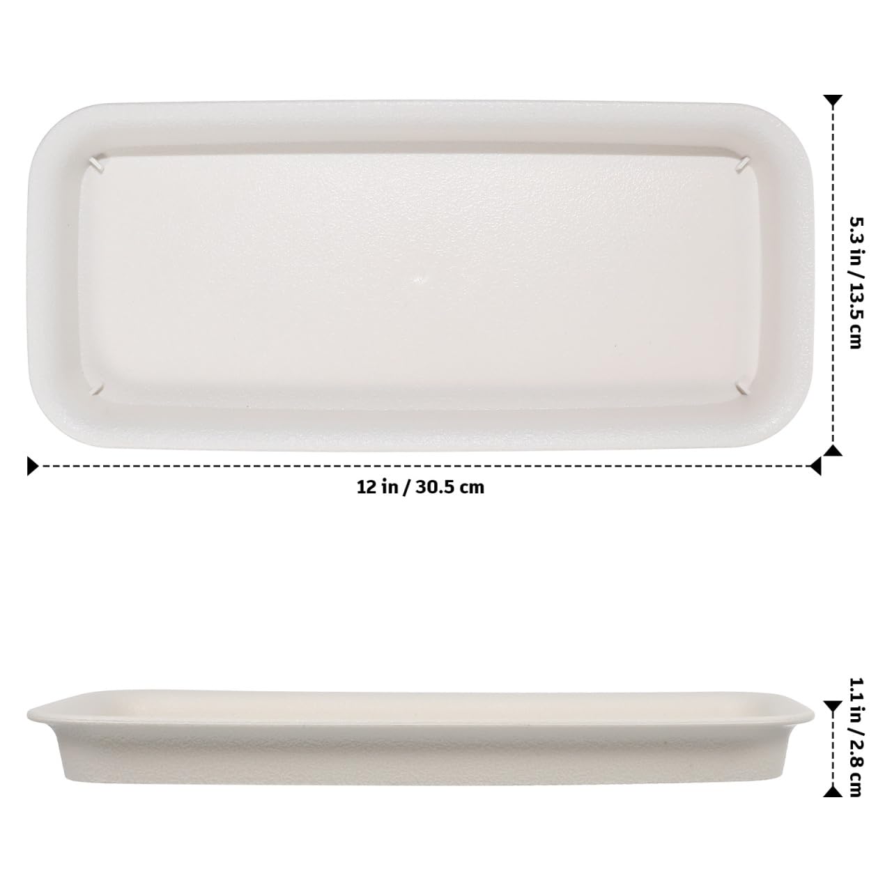 Sewroro 5pcs Plastic Plant Saucers Tray, Rectangular Flower Pots Planter Tray for Windowsill, Water Saving and Breathable Design