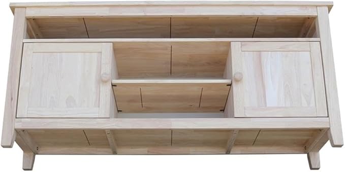 Entertainment TV Stand with 2 Doors Unfinished Solid Parawood 57"W x 18"D x 26"H