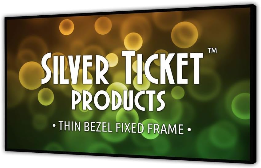 Silver Ticket Products S7 Series 6 Piece Thin Bezel Home Theater Fixed Frame 4K/8K Ultra HD, HDTV, HDR & Active 3D Projection Screen, 16:9 Format, 92" Diagonal, Woven Acoustic Material S7-16992-WAB