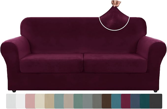 ZNSAYOTX Oversized Velvet 3 Piece Couch Cover