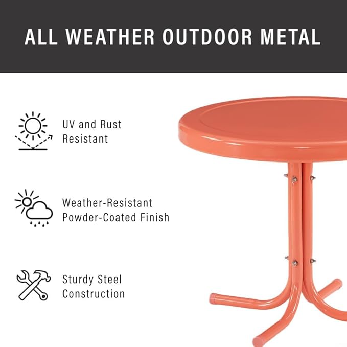 Crosley Furniture Griffith Weather Resistant Retro Metal Outdoor Side Table