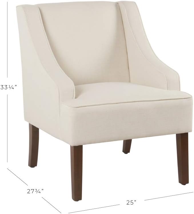 Homepop Upholstered Classic Swoop Arm Accent Chair Home Décor, Warm Ivory