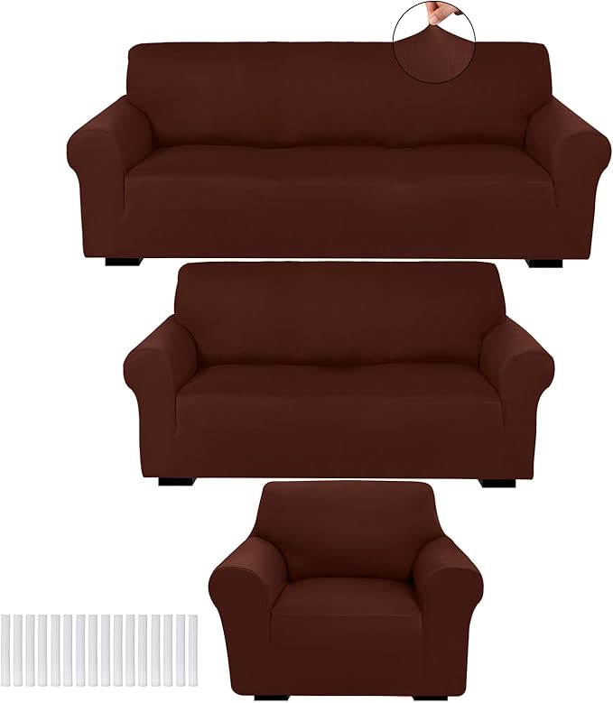 Peryiter 3 Pcs Couch and Loveseat Covers Set Sofa Cover