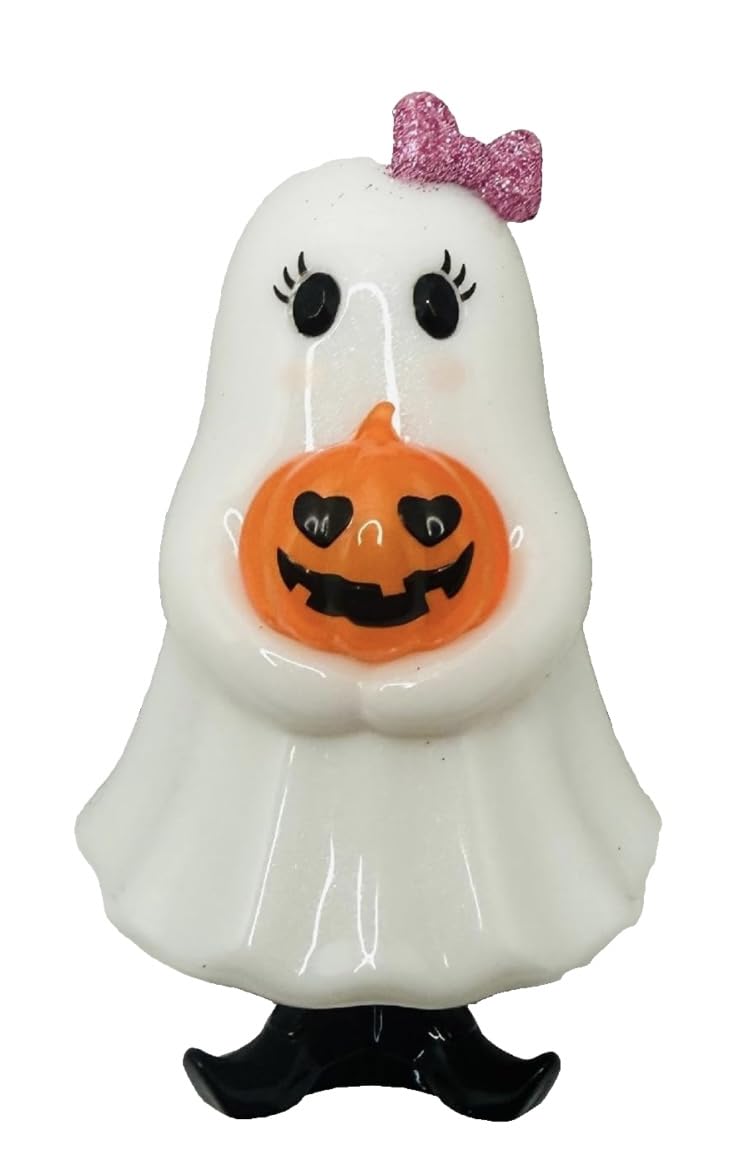 Bath and Body White Ghost Girl Holding a Pumpkin Adjustable Wallflowers Scent Control Fragrance Nightlight Plug