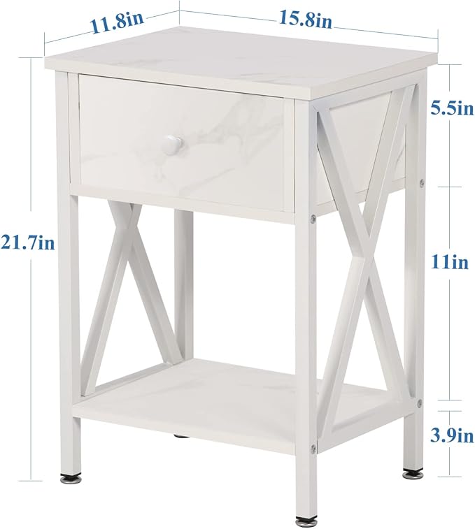 VECELO Nightstands Set of 2, Modern Bedside End Tables, Night Stands